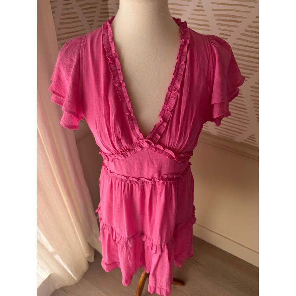 NWT Umgee Women’s Medium Hot Pink Mini Ruffle Dress - Picture 5 of 5